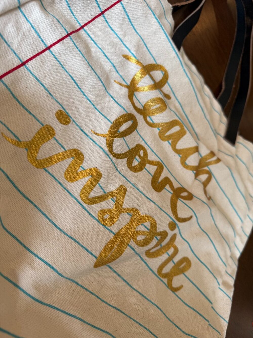 Teach Love Inspire Canvas Tote Bag Teacher Gift Back to School Book Beach Bag